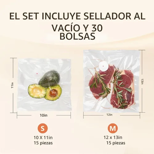 Vista 6 de Sellador al vacío para alimentos con 30 bolsas de vacío reutilizables, máquina selladora al vacío de mano compacta para preparación de comidas