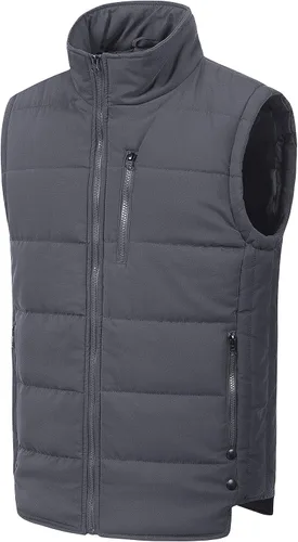 Vista 14 de Chrisuno Chaleco de esquí acolchado de invierno ligero para hombre, ropa de abrigo plegable Verde militar