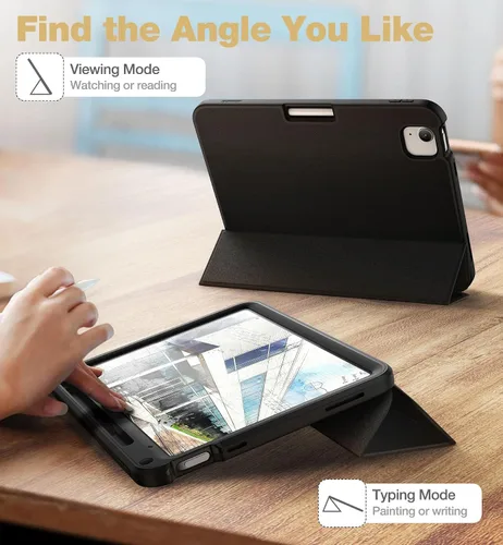 Vista 5 de SURITCH para iPad de 10.ª generación, funda de 10.9 pulgadas 2022, protector de pantalla integrado, soporte para Apple Pencil, imán, funda