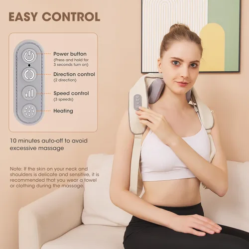 Vista 5 de Neck Shoulder Massager with Heat, Cordless Shiatsu Deep Tissue Kneading Massage Pillow for Pain Relief, for Neck, Back, and Leg, Gifts for Men Women