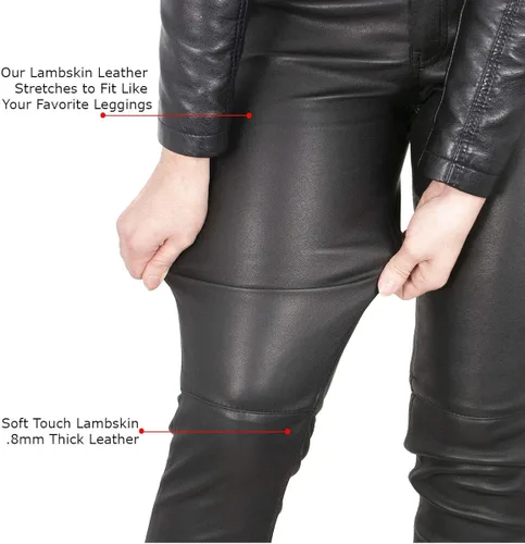 Vista 2 de Milwaukee Leather MLL6690 'Sandy' Pantalones de cuero elástico de piel de cordero negro para mujer