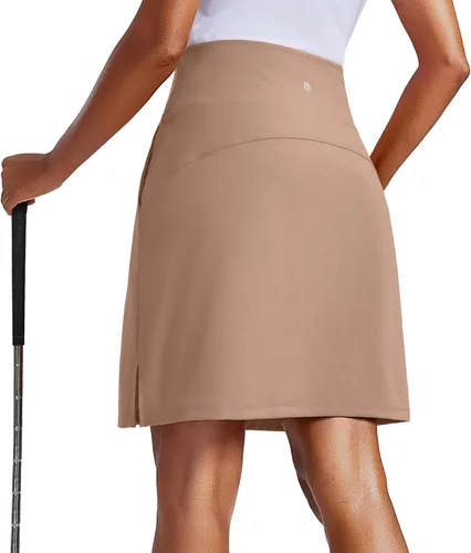 Vista 12 de PINSPARK Falda pantalón de 20 pulgadas para mujer, longitud a la rodilla, UPF 50+, faldas de golf con 3 bolsillos, cintura alta, falda pantalón