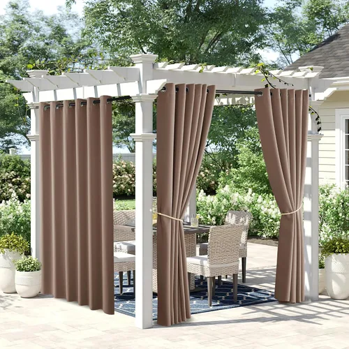Vista 81 de NICETOWN Cortina para Exteriores para Patio Impermeable de 84 Pulgadas de Ancho, Aislamiento Térmico con Ojales Antioxidantes Bloqueo UV Cortina
