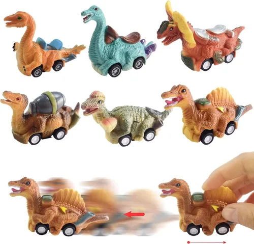 Vista 3 de Paquete de 6 huevos gigantes con dinosaurio para tirar hacia atrás, juguetes para niños y niños pequeños, cesta de Pascua, regalos de fiesta