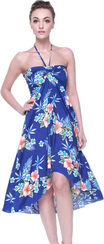 Vista 3 de Vestido halter hawaiano Luau halter con estampado floral en patrones de hibisco para mujer