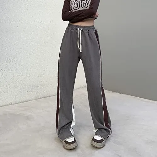 Vista 4 de Veryin Pantalones deportivos abiertos de gamuza sintética para mujer, pantalones de baile acampanados para hombre, pantalones casuales de pierna