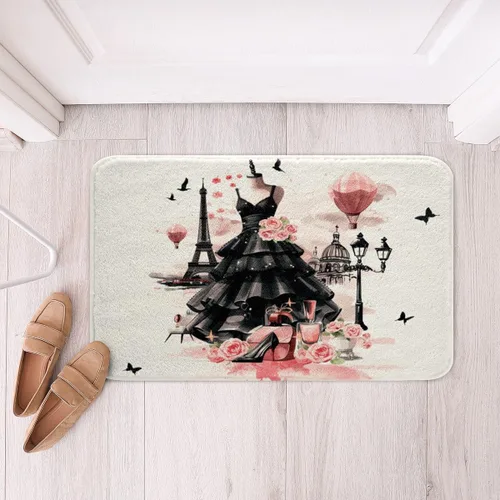 Vista 11 de Alfombras de baño de bailarina para niños, diseño de estrellas y corazones con notas musicales, decoración de habitación de niñas y mujeres