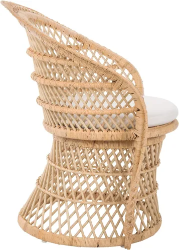 Vista 5 de Kouboo Sillón de ratán – Silla de salón y comedor estilo pavo real natural – Muebles de patio bohemios, silla decorativa interior para sala