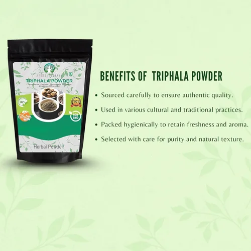Vista 5 de AYURVEDASHREE Triphala Polvo 200 Gm Combinación de Amla, Haritaki y Bibhitaki Sin OGM Vegano.