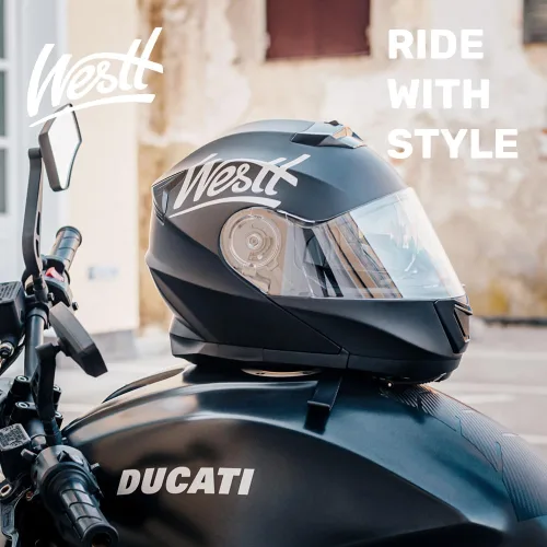 Vista 5 de Westt Cascos modulares para motocicleta - Casco integral para motocicleta con visera doble abatible, aprobado por DOT, Casco para hombres y mujeres