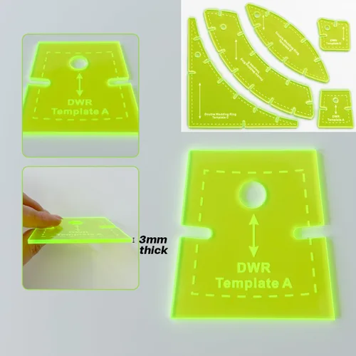 Vista 2 de Plantillas de acolchado Slit N Sew Double Wedding Ring Set Plantillas - Acrílico, Ninguna