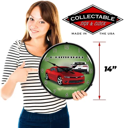 Vista 3 de 2014 Camaro SS Red Rock LED Reloj de Pared, Retro/Vintage, Iluminado, 14 pulgadas