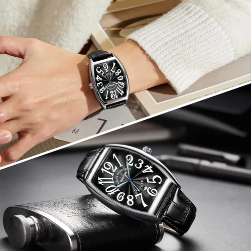 Vista 5 de RORIOS Reloj automático para hombre, reloj mecánico con correa de cuero, impermeable, luminoso, para hombre