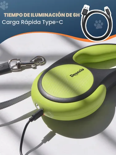 Vista 5 de Correa Retráctil para Perro con Luz LED, Douexio Mejorada Correa Retráctil 3 en 1 para Perros Pequeños y Medianos Hasta 66 lbs, 16 pies, Mango