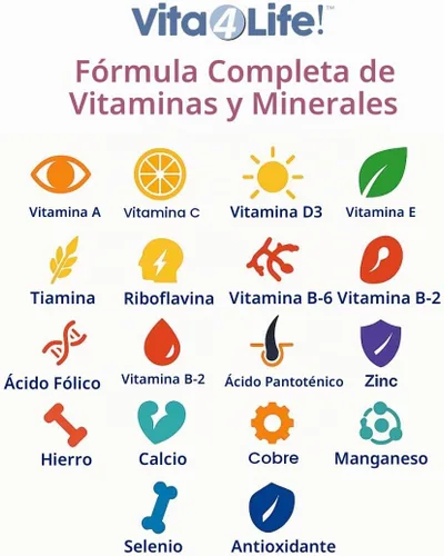 Vista 5 de Vita4Life! Fórmula multi-estándar • Complejo completo de vitaminas y minerales • 360 cápsulas • Cápsulas vegetales de disolución rápida • Sin