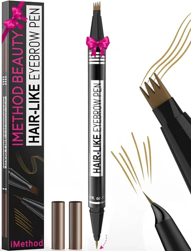 Vista 15 de iMethod Microblading - Lápiz de cejas mágico, 2 en 1, lápices de cejas de doble punta para mujeres con 4 puntas de tenedor y punta de pincel precisa