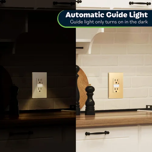 Vista 2 de TOPGREENER Receptáculo de luz de guía LED con sensor automático de luz diurna, salida de pared decorativa de luz nocturna, receptáculo resistente a