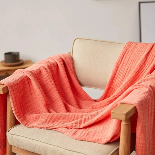 Vista 6 de Simple&Opulence Manta de muselina de algodón para cama, sofá, manta de gasa tejida de punto con borlas, suave, ligera, acogedora, prelavada