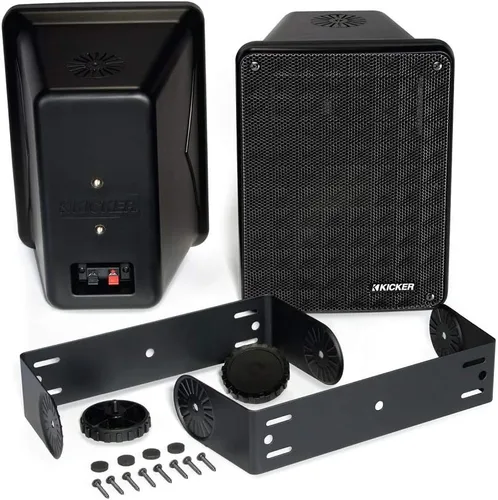 Vista 2 de Par de altavoces KICKER KB6B de 2 vías de gama completa para interior y exterior (par) Altavoces resistentes a la intemperie para patio, garaje Negro