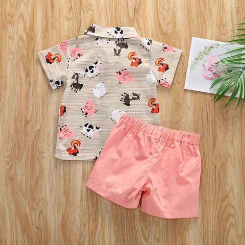 Vista 2 de Zoiuytrg Camisas con botones y cuello vuelto con estampado de vaca y cerdo diseño de caballo y vaca