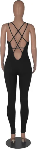 Vista 6 de Ophestin Mono ajustado sin mangas con cuello redondo y espalda descubierta para mujer