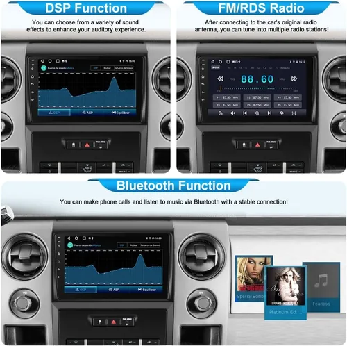 Vista 6 de Radio de coche para Ford F150 2009 2010 2011 2012, radio de pantalla táctil de 9 pulgadas de actualización con 2 GB + 32 GB, CarPlay/Android Auto