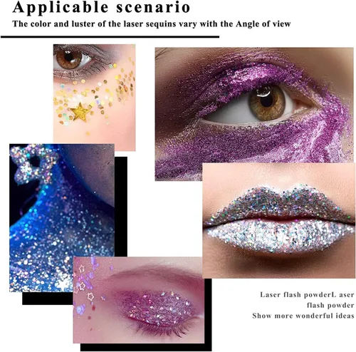 Vista 2 de Purpurina de cuerpo blanco, purpurina facial, conciertos de cantante, festivales de música, accesorios para rave, maquillaje con purpurina corporal