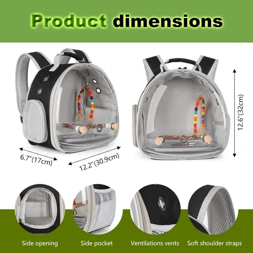 Vista 2 de Jaula portátil de viaje para loros con juguete pequeño oscilante y jaula de juguetes coloridos, bolsa de periquito para pájaros pequeños con bolsa
