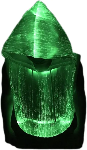Vista 8 de Sudadera con capucha sin mangas de fibra óptica iluminado, disfraz para brillar en la oscuridad