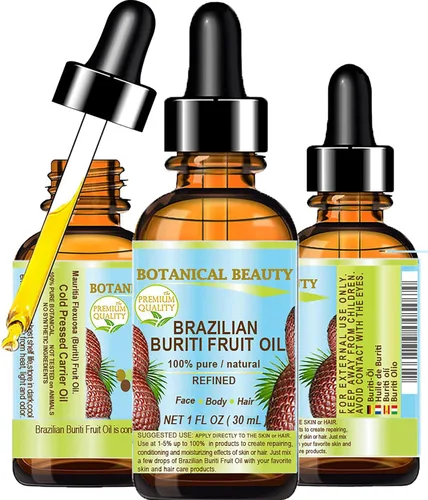 Vista 10 de Botanical Beauty Aceite de fruta brasileño Buriti 100% puro, natural, virgen, sin refinar, aceite portador prensado en frío sin diluir para cara