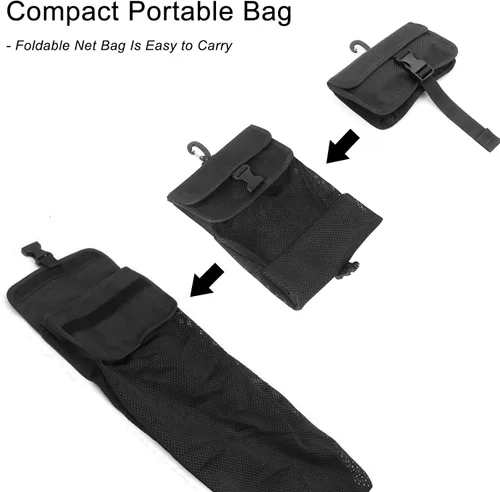 Vista 2 de Luwint Bolsa de malla de buceo Bolsa de malla larga Bolsa de almacenamiento multipropósito con clip de anillo D para deportes acuáticos Buceo Pesca