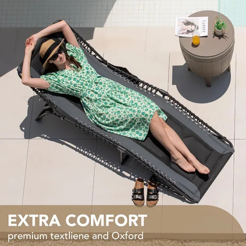 Vista 12 de Devoko - Silla reclinable plegable para exterior acolchada portátil de 4 pliegues, silla lounge resistente con almohada y bolsillo lateral para Gris