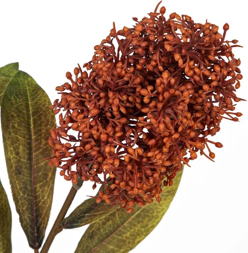 Vista 3 de Briful 3 piezas de flores artificiales de otoño de 22.8 pulgadas, color naranja quemado, ramas de flores artificiales, tallos de Skimmia de otoño