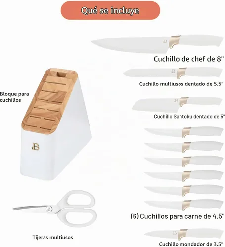 Vista 2 de Juego de 12 piezas para cuchillos, mangos ergonómicos de agarre suave, resistente a las manchas, extremadamente afilados, cómodos, de fácil cuidado