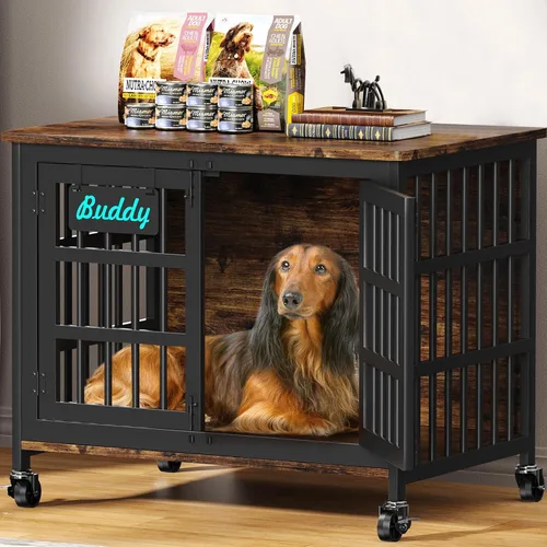 Vista 12 de EasyCom Jaula para Perros de Alta Resistencia para Interior con Etiqueta de Nombre, Mueble de Jaula para Perros de 27 Pulgadas para Perros Pequeños