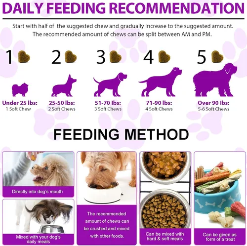 Vista 3 de Multivitamínico masticable para perros, vitaminas y suplementos diarios para perros, suplemento diario completo 15 en 1 con glucosamina