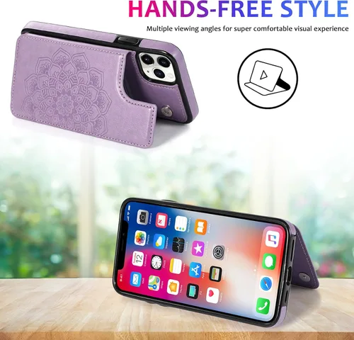 Vista 5 de Asuwish Funda compatible con iPhone 11 de 6.1 pulgadas y protector de pantalla de vidrio templado, funda para tarjetero, ranura para teléfono