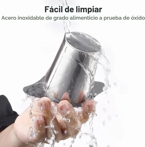 Vista 7 de IPOW Filtro de Café Reutilizable de Acero Inoxidable, Colador para Cafetera Sin Papel, Cesta de Doble Malla Fina para Té Suelto y Café Molido, Tapa