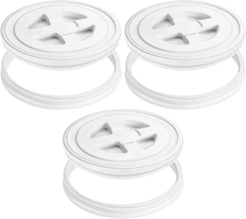 Vista 11 de Aodaer 4 tapas de sellado de 5 galones, tapa giratoria de plástico reutilizable para contenedor de almacenamiento de alimentos, comederos de pollo