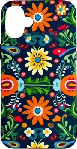 Vista 22 de Funda para iPhone 16 con diseño floral mexicano tradicional mexicano