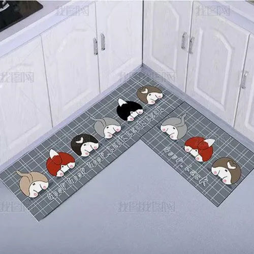 Vista 12 de Alfombras de cocina coloridas para piso, alfombras de cocina antideslizantes, juego de tapetes de cocina de granja, alfombras y tapetes de cocina