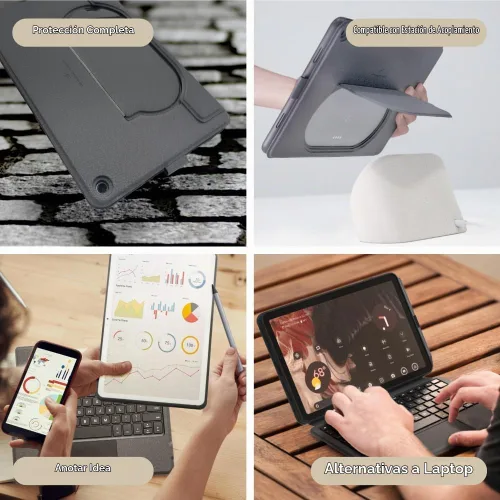 Vista 5 de Funda con teclado EIP Magnetix para tableta Google Pixel de 11 pulgadas (modelo 2023) Detachable magnetic keyboard, adjustable viewing angle