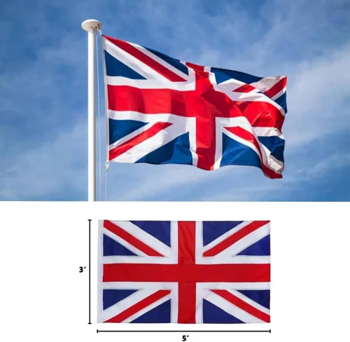 Vista 6 de TOPFLAGS Bandera británica de 3 x 5 pies, bandera bordada de doble cara del Reino Unido para exteriores, rayas cosidas de nailon resistente con 2