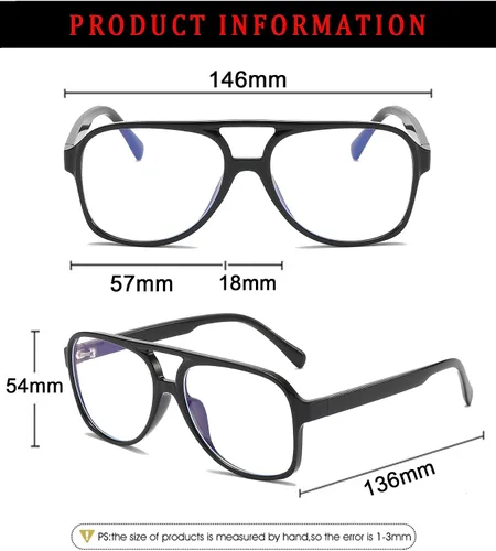 Vista 5 de Gafas de aviador retro con luz azul para mujeres y hombres de los años 70, gafas de piloto con marco de gran tamaño, antifatiga ocular