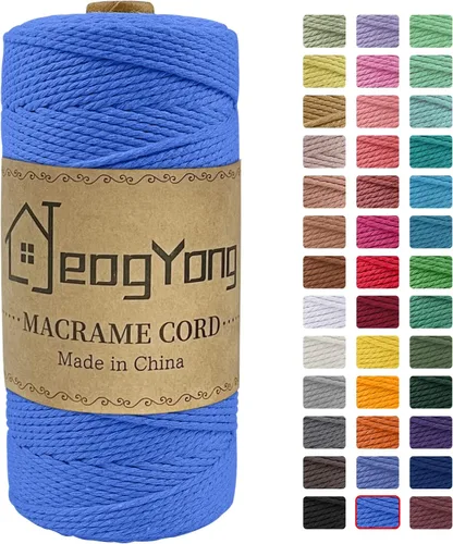 Vista 34 de JeogYong Cuerda de macramé de 0.078 pulgadas x 218 yardas, cuerda de algodón natural torcida de 3 hebras, cuerda de algodón de color para colgar