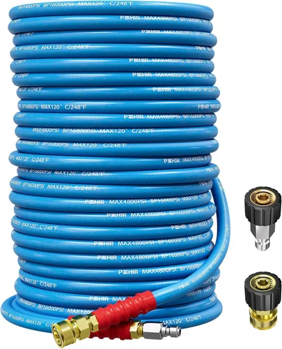 Vista 6 de POHIR Manguera de látigo para lavadora a presión de 2 pies, 3/8 pulgadas, 4800 PSI, con extremos de conexión rápida y adaptadores para agua caliente