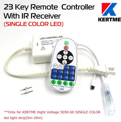 Vista 5 de Tira de luces LED 5050-60 tipo CA de 110-120 V, flexible, impermeable, regulable, multimodos de luz LED + control remoto de 23 teclas para Blanco
