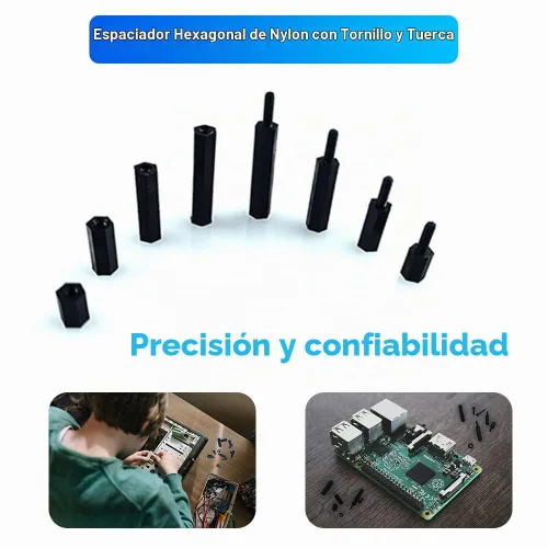 Vista 4 de 350 piezas M2 negro macho hembra de nailon hexagonal espaciador Standoff tornillo tuerca kit de surtido (negro) para PCB placa base de circuito