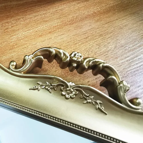 Vista 4 de Bandeja rectangular decorativa para espejo, estilo francés, organizador de maquillaje, organizador de joyas, bandeja para servir, 9.5 x 14.9 Dorado