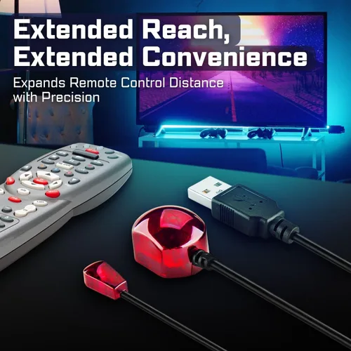 Vista 2 de TNP Cable extensor de control remoto infrarrojo infrarrojo (10 pies) - Receptor IR alimentado por USB y cable de extensión de emisor IR - Kit
